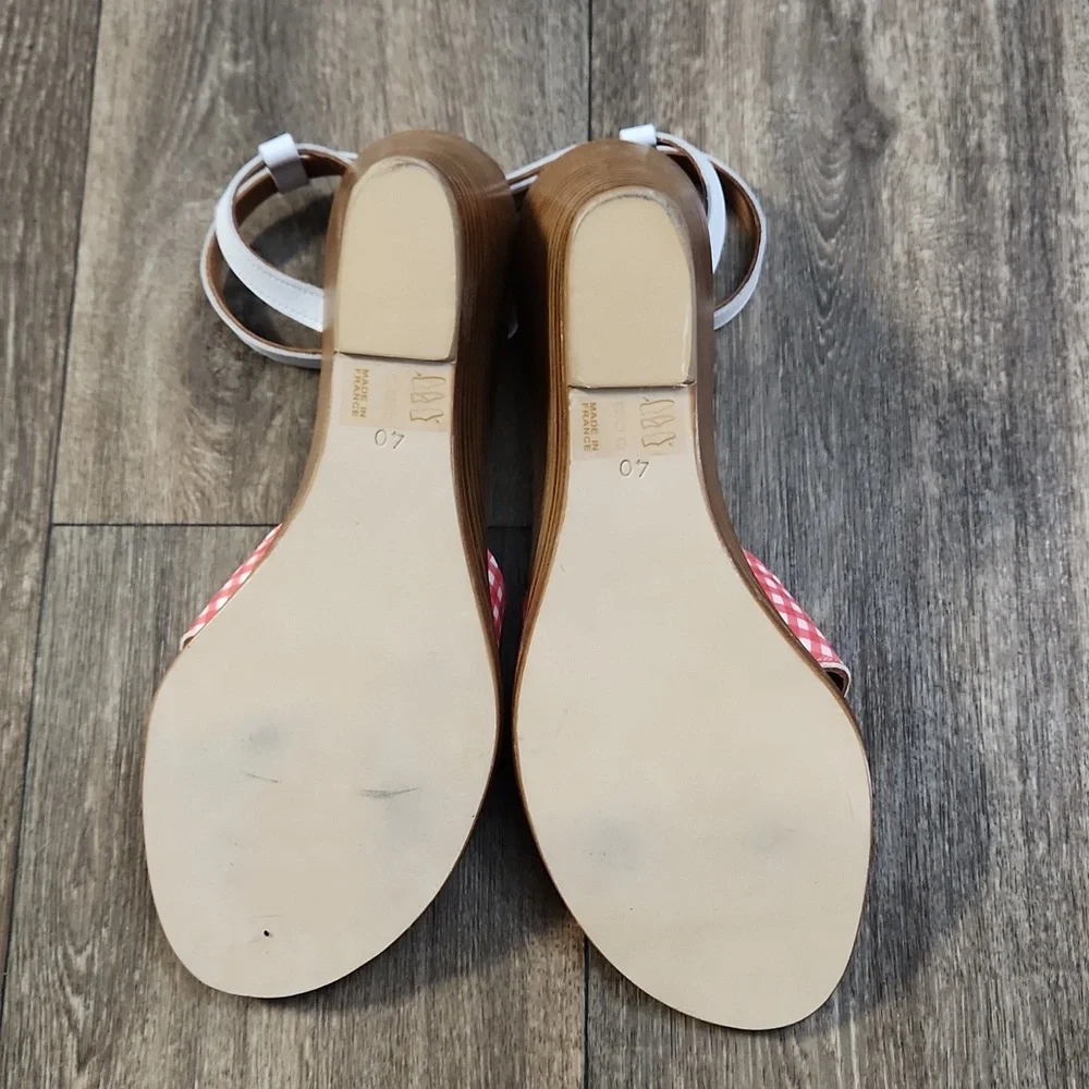 K.Jacques St. Tropez Alicia Red/White Gingham Wedges Size 40